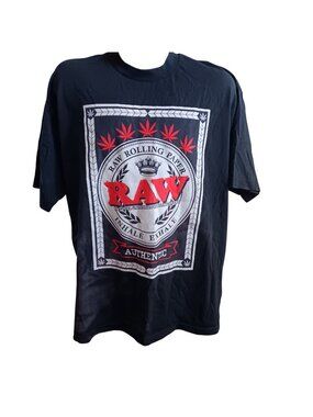 Raw Rolling Paper T-Shirt 2XL Graphic Black Cotton Pro Athletic Bleach Fade Y2K